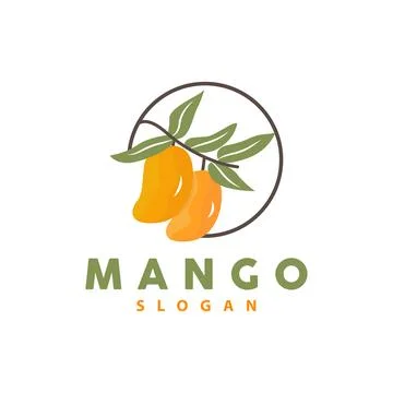 Mango Logo, Fruit Design Simple Minimalist Style, Fruit Juice Vector, Icon .. Stock Illustration