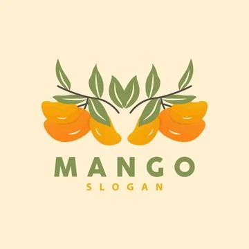 Mango Logo, Fruit Design Simple Minimalist Style, Fruit Juice Vector, Icon .. Stock Illustration