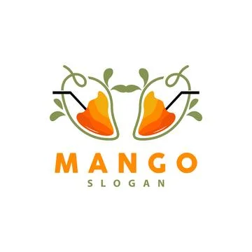 Mango Logo, Fruit Design Simple Minimalist Style, Fruit Juice Vector, Icon .. Stock Illustration