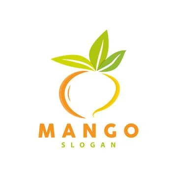 Mango Logo, Fruit Design Simple Minimalist Style, Fruit Juice Vector, Icon .. Stock Illustration