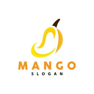 Mango Logo, Fruit Design Simple Minimalist Style, Fruit Juice Vector, Icon .. Stock Illustration