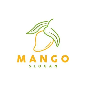Mango Logo, Fruit Design Simple Minimalist Style, Fruit Juice Vector, Icon .. Stock Illustration