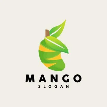 Mango Logo, Fruit Design Simple Minimalist Style, Fruit Juice Vector, Icon .. Stock Illustration