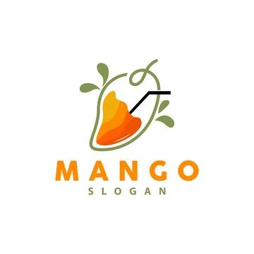 Mango Logo, Fruit Design Simple Minimalist Style, Fruit Juice Vector, Icon .. Stock Illustration