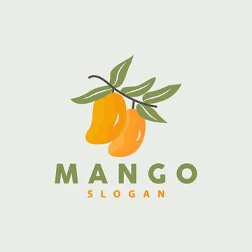 Mango Logo, Fruit Design Simple Minimalist Style, Fruit Juice Vector, Icon .. Stock Illustration
