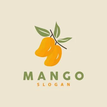 Mango Logo, Fruit Design Simple Minimalist Style, Fruit Juice Vector, Icon .. Stock Illustration