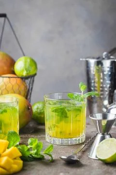 Mango mint mojito cocktail Stock Photos
