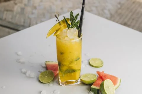 Mango Mojito cocktail Stock Photos