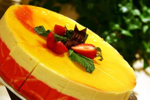 Mango mousse cake Stock Photos