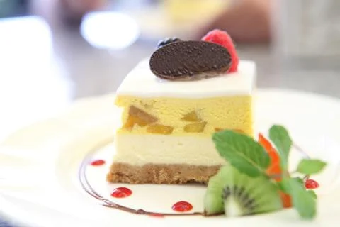 Mango mousse cake Stock Photos