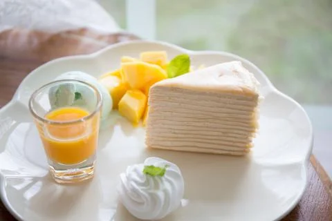 Mango mousse cake Stock Photos