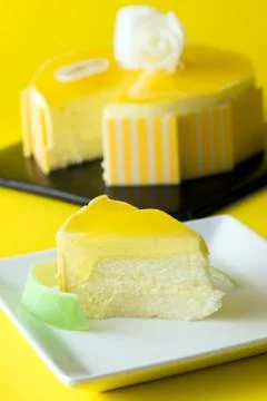 Mango mousse cake Stock Photos