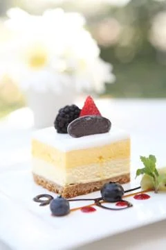 Mango mousse cheese cake Stock Photos