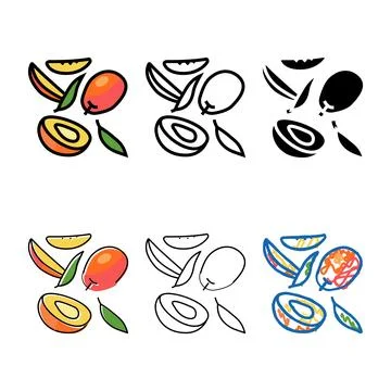 Mango multipack ripe cut leaf red color icon vector Stock Illustration