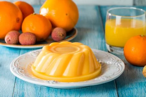 Mango orange pudding Stock Photos
