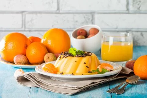 Mango orange pudding Stock Photos