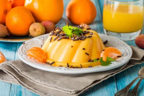 Mango orange pudding Stock Photos