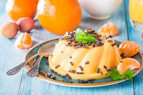 Mango orange pudding Stock Photos