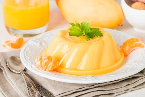 Mango orange pudding Stock Photos