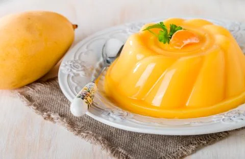Mango orange pudding Stock Photos