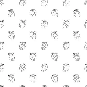 Mango outline seamless pattern on white background. Stock Illustration
