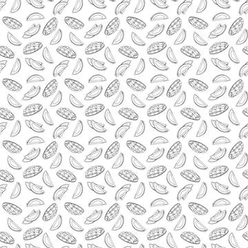 Mango outline seamless pattern on white background. Stock Illustration