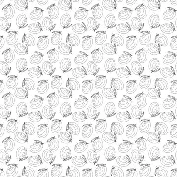 Mango outline seamless pattern on white background. イラスト素材