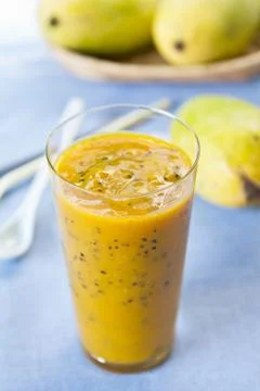 Mango with passion fruit smoothie Stock Photos