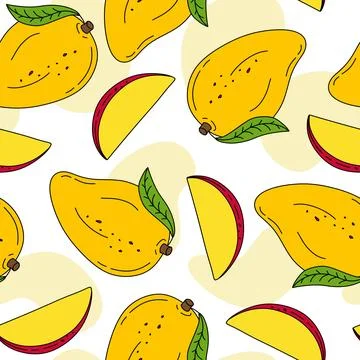 Mango Pattern seamless on white background Vector Stock Illustration