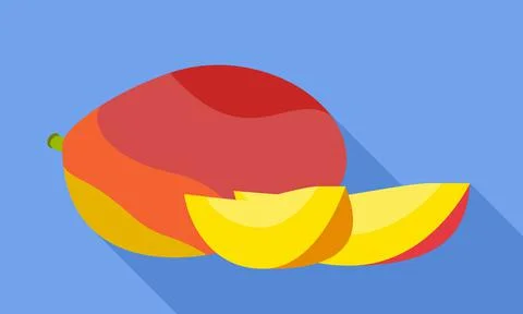 Mango pieces icon, flat style Stock Illustration