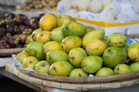 Mango pile closeup Stock Photos