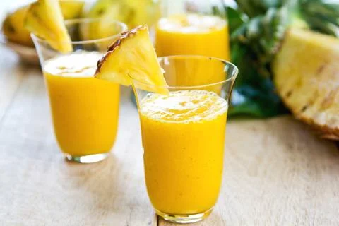 Mango with pineapple smoothie Stock Photos