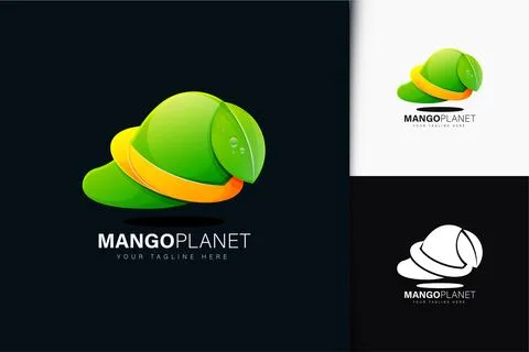 Mango planet logo design with gradient Stock Illustration