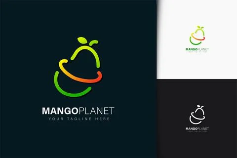 Mango planet logo design with gradient Stock Illustration