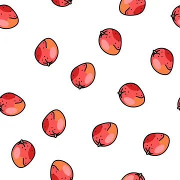 Mango red fruit vector seamless pattern Stock Illustration