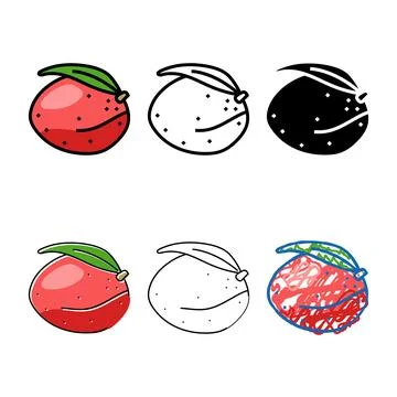 Mango red leaf fruit color icon vector series Stock Illustration