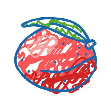 Mango red leaf fruit icon doodle illustration Stock Illustration