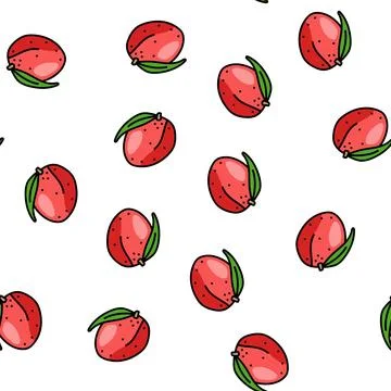 Mango red leaf fruit vector seamless pattern イラスト素材