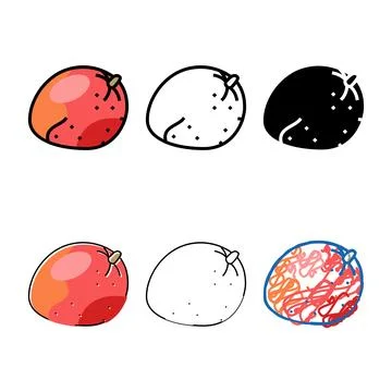Mango red styles fruit color icon vector Stock Illustration