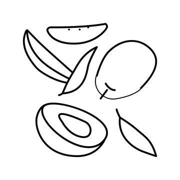 Mango ripe cut leaf red line icon vector illustration Stock Illustration