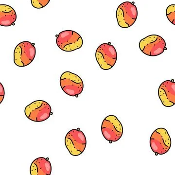 Mango ripe delicious vector seamless pattern Stock Illustration