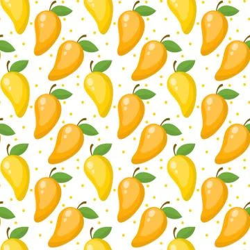 Mango seamless pattern, endless background, texture. Fruits . Vector illust.. Stock Illustration