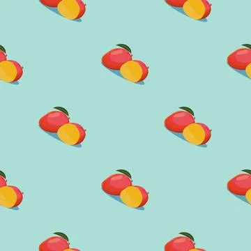 Mango seamless pattern. Vegan organic eco fruit background. vector illustration. Stock Illustration