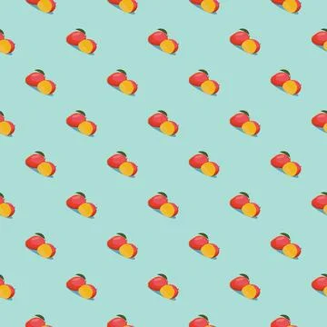Mango seamless pattern. Vegan organic eco fruit background. vector illustration. Stock Illustration
