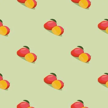 Mango seamless pattern. Vegan organic eco fruit background. vector illustration. Illustrazione stock