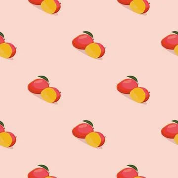 Mango seamless pattern. Vegan organic eco fruit background. vector illustration. Stock Illustration