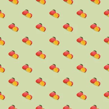 Mango seamless pattern. Vegan organic eco fruit background. vector illustration. Stock Illustration