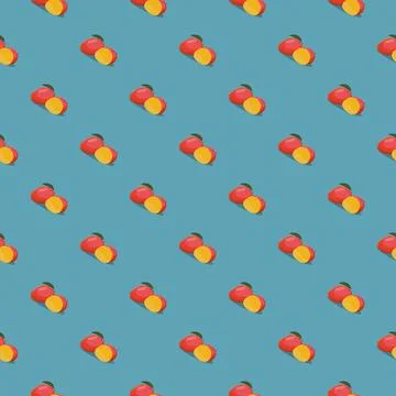 Mango seamless pattern. Vegan organic eco fruit background. vector illustration. Stock Illustration