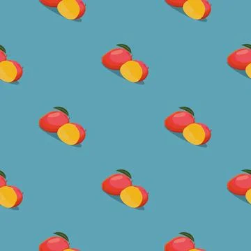 Mango seamless pattern. Vegan organic eco fruit background. vector illustration. Stock Illustration