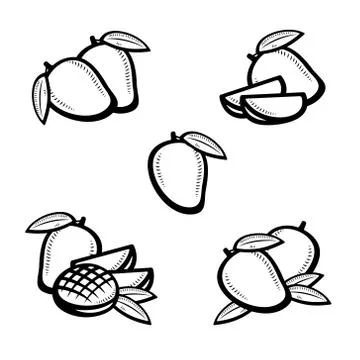 Mango set. Collection icon mango. Vector Stock Illustration